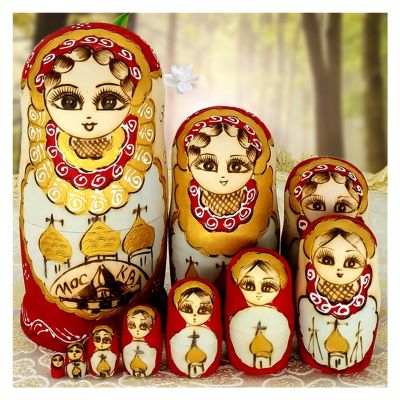 PXIWDAN Matryoshka 10 Pieces Creative Wooden Doll Birthday Gift Toy Doll Nesting Doll Stacking Doll(B)