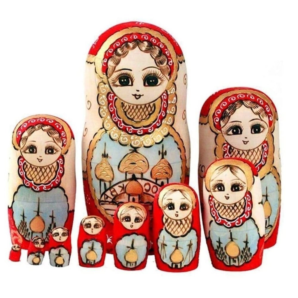 PXIWDAN Matryoshka 10 Pieces Creative Wooden Doll Birthday Gift Toy Doll Nesting Doll Stacking Doll(A)
