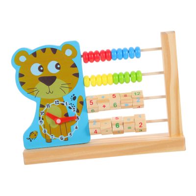 Totority Funny Wooden Abacus Clock Toy for Colorful Beads Math Learning Tool for Early Education for Toddlers to Develop Arithmetic Skills and Brain Development