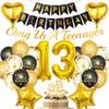 13th Birthday Decorations Balloons Boys - Black Gold Official Teenager Banner Large Star Number 13 Foil Balloons Omg Ur A Teenager Cake Topper Decor For 13 Years Old Party Supplies view 1