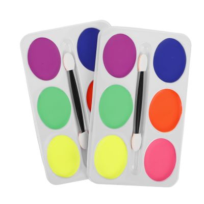 Healvian 2pcs Oily Face Makeup Cream Kit for Boys and Girls Face Paint Palette Brush Body Painting Supplies Halloween Make up Safe for Skin Types