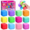 12 Pack Slow Rising Stress Cube, Dough Stress Balls Squishy Fidget Toys for Anxiety Relief, Soft Fidget Cube, Pull Stretch Squishy Toys for Classroom Prize, Party Favors for Kids Adults view 1