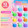 12 Pack Slow Rising Stress Cube, Dough Stress Balls Squishy Fidget Toys for Anxiety Relief, Soft Fidget Cube, Pull Stretch Squishy Toys for Classroom Prize, Party Favors for Kids Adults view 4