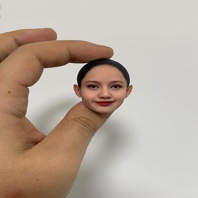 1/12 Scale Female Head Sculpt, Painted Pale Wheat Skin Head Carved Accessories for 6inch Action Figure Body, 1/12 Scale Makeup Female Head Sculpt Accessory - Finished Bald Head Only (Design G)