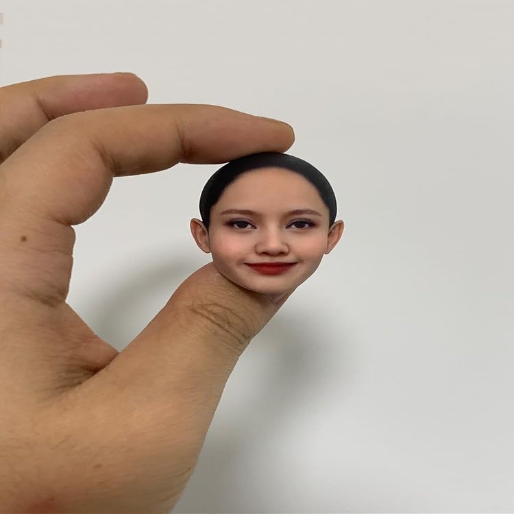 1/12 Scale Female Head Sculpt, Painted Pale Wheat Skin Head Carved Accessories for 6inch Action Figure Body, 1/12 Scale Makeup Female Head Sculpt Accessory - Finished Bald Head Only (Design G)