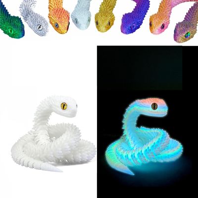 3D Printed Animals Set 3D Printed Snake Toys 3D Printed Articulated Flexible Fidget Toy 3D Printed Animals Exquisite Cute Pet Toy Children/Adults Fidget Toys (Fluorescent Candy, 23.6)