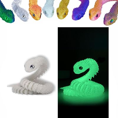 3D Printed Animals Set 3D Printed Snake Toys 3D Printed Articulated Flexible Fidget Toy 3D Printed Animals Exquisite Cute Pet Toy Children/Adults Fidget Toys (Fluorescent Green, 23.6)