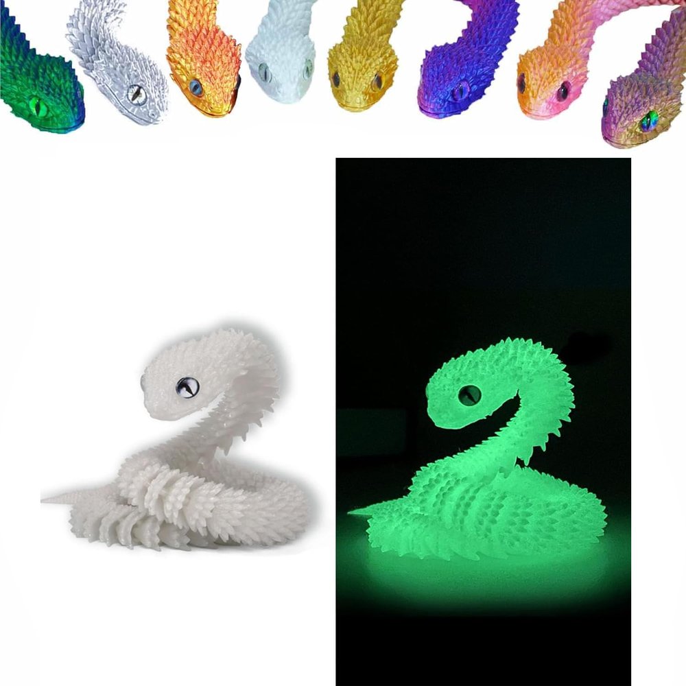 3D Printed Animals Set 3D Printed Snake Toys 3D Printed Articulated Flexible Fidget Toy 3D Printed Animals Exquisite Cute Pet Toy Children/Adults Fidget Toys (Fluorescent Green, 23.6)