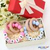 Personalized Rattle Ring with Name,Customizable Name Keepsake Rattle,Custom Wooden Rattle Ring view 3