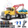 2.4GHz Remote Control Tow Truck for Kids RC Log Truck with Racing Car, 4 Channel RC Transport Crane Vehicle Toy with Lights & Sounds, 28PCS Traffic Signs, 2 Batteries Birthday Gift for Boys Girls view 1