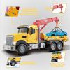 2.4GHz Remote Control Tow Truck for Kids RC Log Truck with Racing Car, 4 Channel RC Transport Crane Vehicle Toy with Lights & Sounds, 28PCS Traffic Signs, 2 Batteries Birthday Gift for Boys Girls view 2