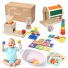 Child-Safe Montessori Educational Sensory Toy Set for Babies and Toddlers 6-12 Months - Must-Have for Early Development - 10 in 1 Wooden Learning Toy kit with Object Permanence Box, Stacking Cups etc view 1