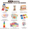Child-Safe Montessori Educational Sensory Toy Set for Babies and Toddlers 6-12 Months - Must-Have for Early Development - 10 in 1 Wooden Learning Toy kit with Object Permanence Box, Stacking Cups etc view 2
