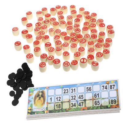 CIYODO 1set Wooden Russian Lotto Game Set Number Card Bingo Game for Family Fun Compact Diameter Chips and Cards for Gatherings and Parties