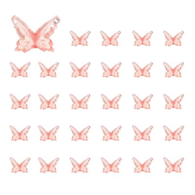 CoCud Mini Resin Butterflies, 0.35" Length, Resin Miniature Dollhouse Accessories Clear Orange Red - (Applications: for Crafts Nail Art Fairy Micro Landscaping Ornament) 30-Pieces