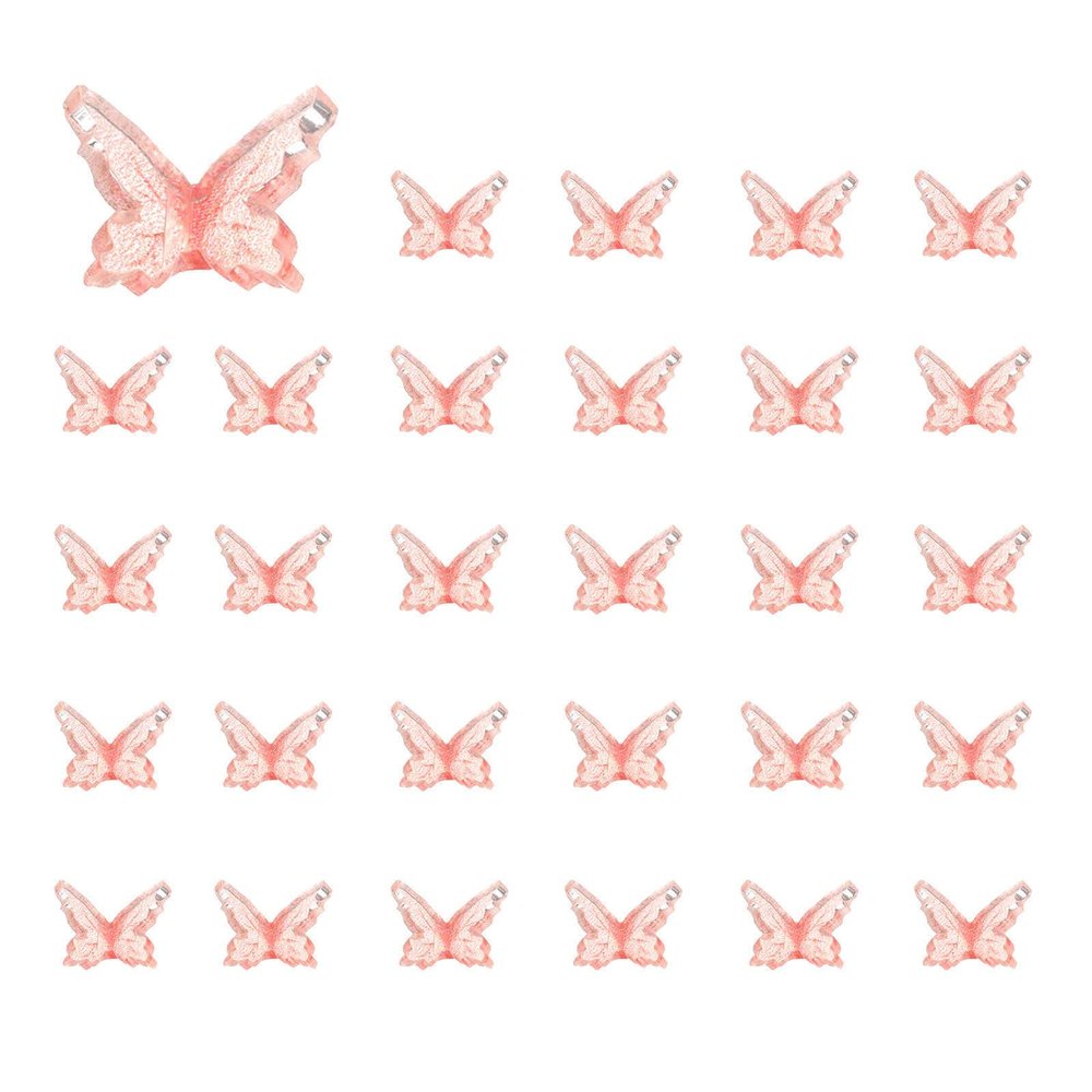 CoCud Mini Resin Butterflies, 0.35" Length, Resin Miniature Dollhouse Accessories Clear Orange Red - (Applications: for Crafts Nail Art Fairy Micro Landscaping Ornament) 30-Pieces