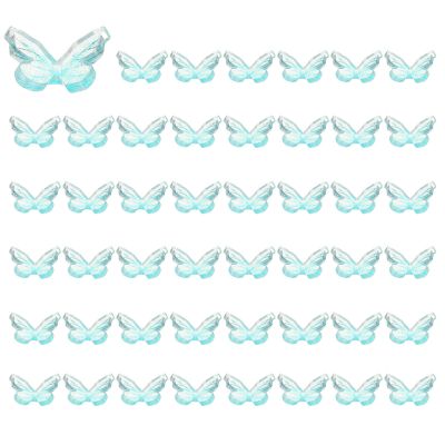 CoCud Mini Resin Butterflies, 0.31" Length, Resin Miniature Dollhouse Accessories Clear Blue - (Applications: for Crafts Nail Art Fairy Micro Landscaping Ornament) 50-Pieces