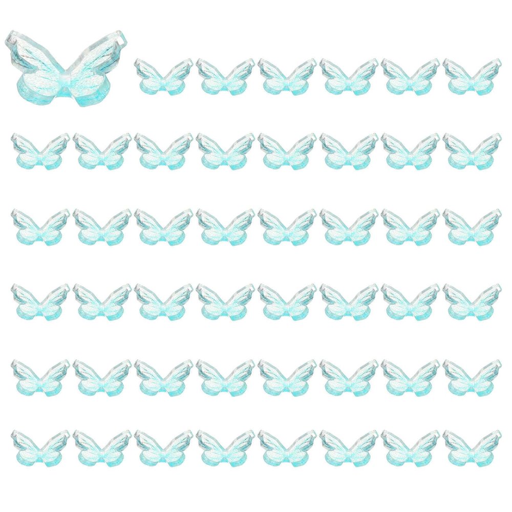 CoCud Mini Resin Butterflies, 0.31" Length, Resin Miniature Dollhouse Accessories Clear Blue - (Applications: for Crafts Nail Art Fairy Micro Landscaping Ornament) 50-Pieces