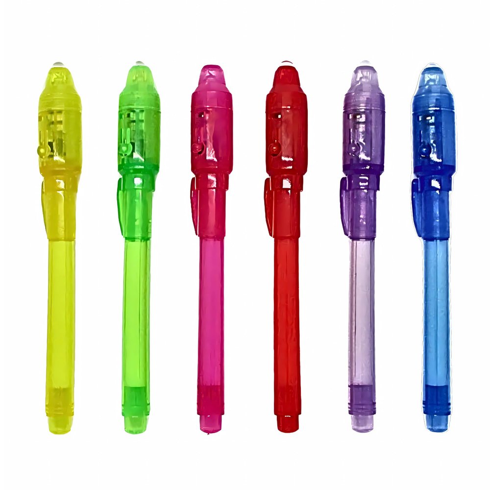 GadgetNestUSA - Invisible Spy Ink Pen 6 Pack with UV Light - Secret Message Writing Security Marker for Kids and Adults - Invisible Ink Pen - Secret with Ultraviolet Light