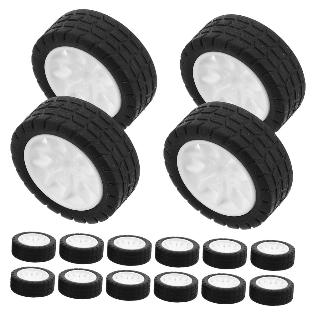 Abaodam 20pcs Car Model Wheels with Rubber Tires for DIY Projects Toy Car Wheels for Boy Girl Science Experiments and Robotics for Home and School Lab Activities