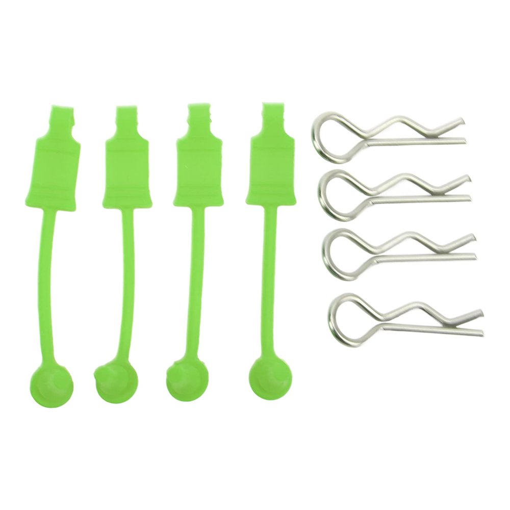 RC Car Body Shell Clip Retainers Rubber and Steel Easy Install for Losi Lasernut U4 1/10 and Other RC Cars 8 Accessories Included (Green)