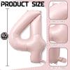 Foil 4 Balloon, Dusty Light Pink Big Number 4 Balloons for Girls Birthday Party Decor, 40'' Self Inflating Number Four Pastel Blush Baby Pink Balloon for Kids 4th Birthday Party Anniversary Decoration view 2