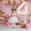 Foil 4 Balloon, Dusty Light Pink Big Number 4 Balloons for Girls Birthday Party Decor, 40'' Self Inflating Number Four Pastel Blush Baby Pink Balloon for Kids 4th Birthday Party Anniversary Decoration view 3