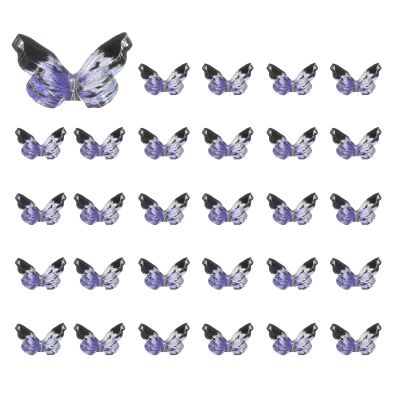 CoCud Mini Resin Butterflies, 0.31" Length, Resin Miniature Dollhouse Accessories Blue Black - (Applications: for Crafts Nail Art Fairy Micro Landscaping Ornament) 30-Pieces