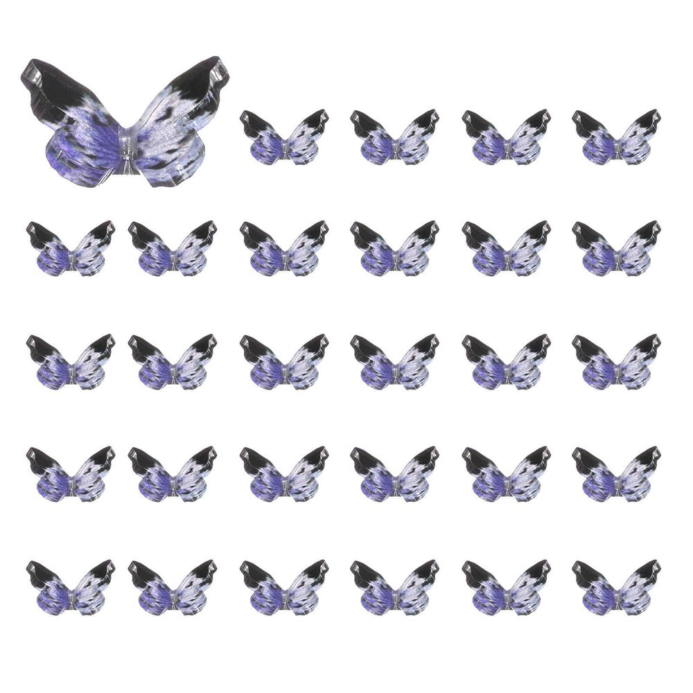 CoCud Mini Resin Butterflies, 0.31" Length, Resin Miniature Dollhouse Accessories Blue Black - (Applications: for Crafts Nail Art Fairy Micro Landscaping Ornament) 30-Pieces