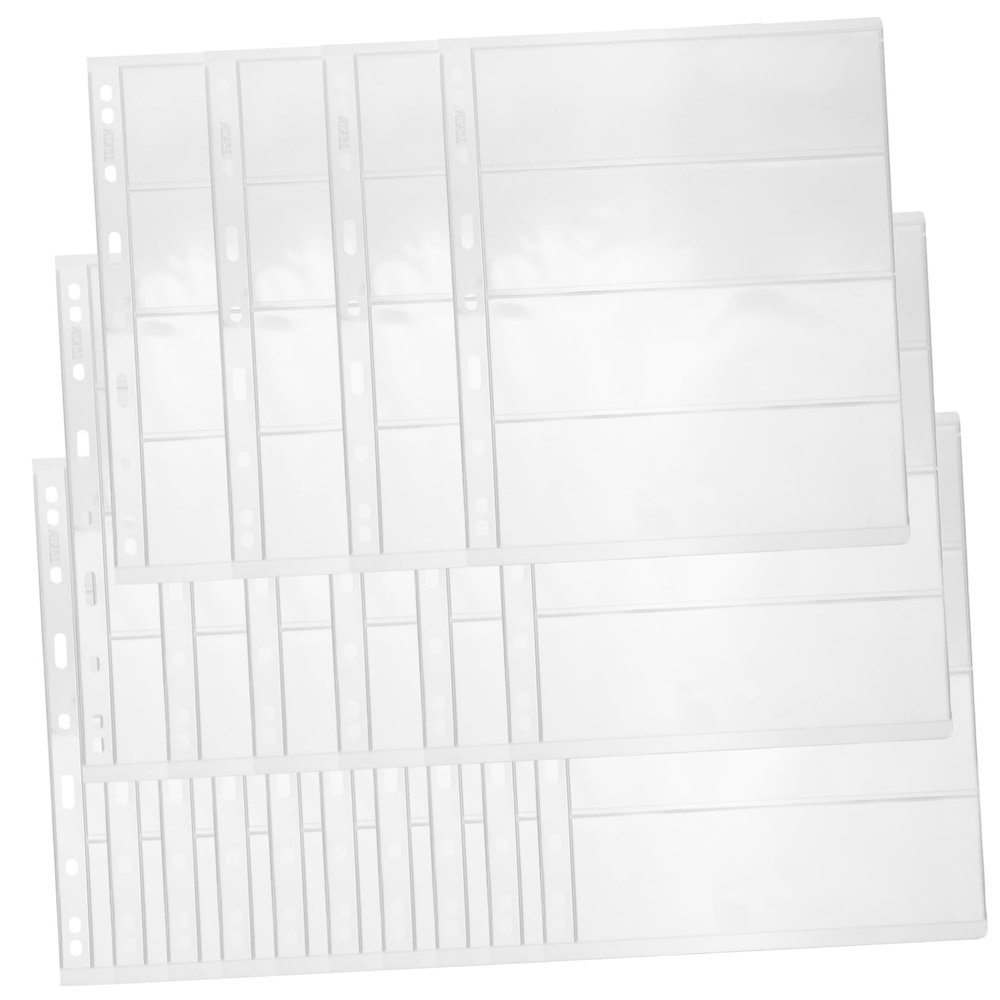 SHOWERORO 20sheets Stamp Storage Pages for Stamp Collectors Acid Binder Sleeves Transparent Album Pages to Protect Collectibles Design