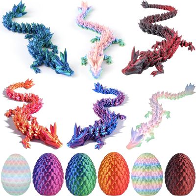 Cecoen 6 Pcs 3D Printed Dragon Eggs with Dragon Inside,Easter Basket Stuffers Mini Easter 3D Articulated Crystal Eggs Fidget Toy,Surprise 3D Printed Animals for Kid