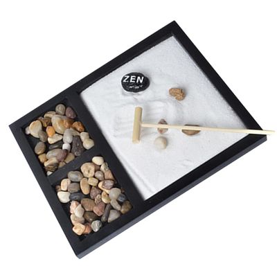 Cabilock Tabletop Zen Garden Meditating Statue Desk Sand Zen Garden Home Meditation