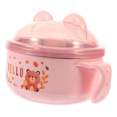 GRIRIW Stainless Steel Boys and Girls Bowl Lid Deep Food Serving Bowl for Toddlers and Easy to Clean for Snacks Cereal and More Cute