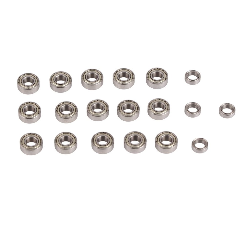 19Pcs Sealed Bearing Kit High Quality RC Car Metal Wheel Bearings for 1/10 2wd Slash Stampede Rustler Stainless Steel Blue 5x11x4mm 5x8x2.5mm