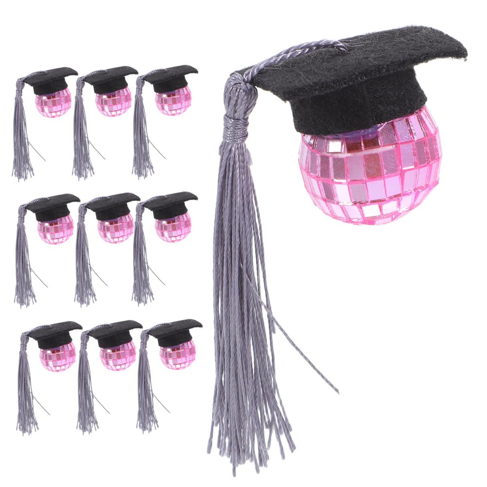 MERRYHAPY 10pcs Graduation Cap Cupcake Toppers Tassels Easy Decorations for Graduation Celebrations Eye-catching Design Effortless Use