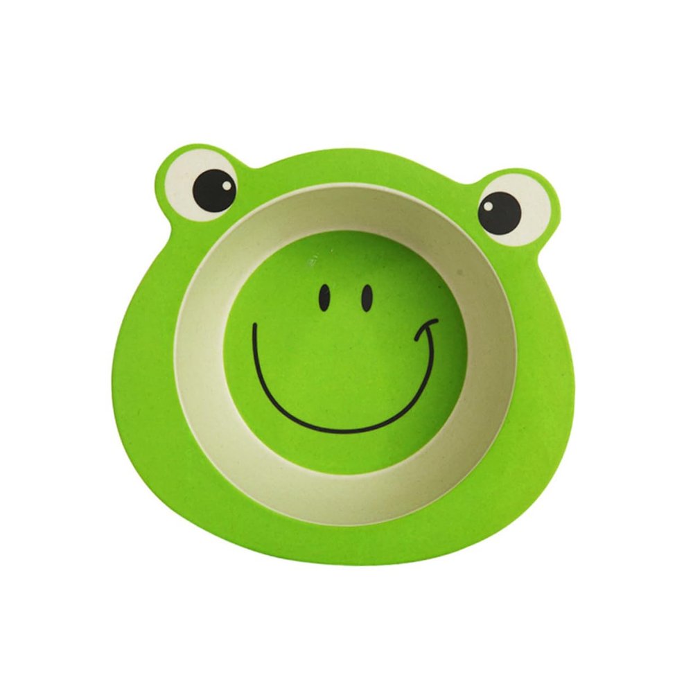Ciieeo Dinnerware Bamboo Fiber Bowls Plates in Frog Theme Unbreakable Boys and Girls-friendly for Toddlers Babies and Boys and Girls