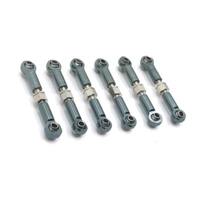 Compatible with Wltoys A949 1/18 RC Car Upgrade Part 6pcs Aluminum Alloy Wheelbase Rc Steering Link Rod Set RC Tie Link Rods(Gray)