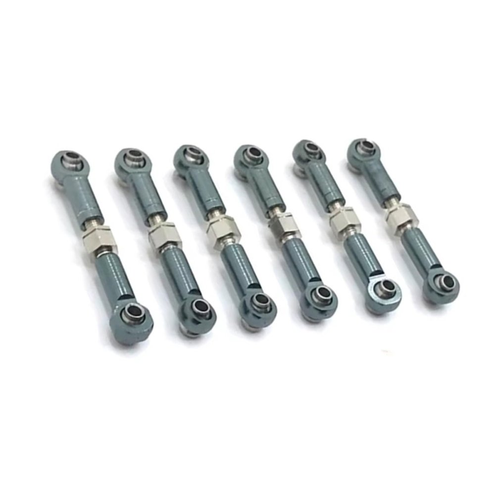 Compatible with Wltoys A949 1/18 RC Car Upgrade Part 6pcs Aluminum Alloy Wheelbase Rc Steering Link Rod Set RC Tie Link Rods(Gray)
