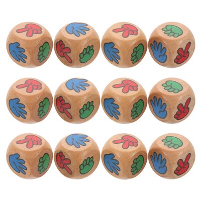 Abaodam 12pcs Wooden Finger Guessing Dice Interactive Rock Scissors Game for Family Gatherings Bars and Parties Fun Game Props for All Ages
