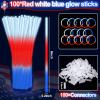 100 Pcs Glow Sticks 4th of July Party Favors,3 in 1 Neon Party Glow Bracelets and Necklaces Patriotic Red White Blue Glow Stick with Connectors for Kids & Adults Party Supplies,250th Anniversary Decor view 2
