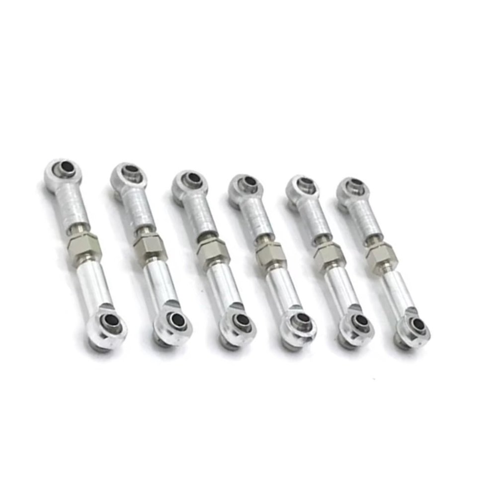 Compatible with Wltoys A949 1/18 RC Car Upgrade Part 6pcs Aluminum Alloy Wheelbase Rc Steering Link Rod Set RC Tie Link Rods(Silver)
