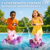 BEZGAR Amphibious Remote Control Car for Girls - Pink Monster Truck Toys 1:16 RC Boats 2.4GHz Waterproof Tank with Shooting Water Pistol, 4WD All-terrian Off-Road Pickup Outdoor, Girls Kids Gifts view 3