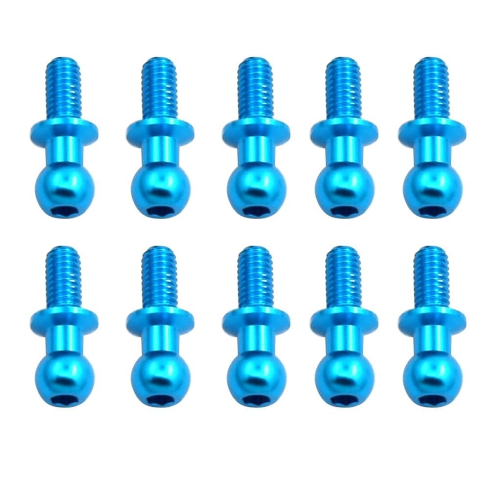 10Pcs M3 Metal Hex Ball Head Screws for Tamiya TT01 TT02 Sakura D5 1/10 RC Drift Car Spare Parts Universal,Blue
