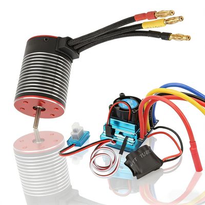120A Brushless Motor ESC Set, Professional High Torsion 3650 Brushless Motor 120A ESC Combo Set for 1/10 Scale RC Cars, Compatible with HSP Redcat Axial SCX10 D90 HPI