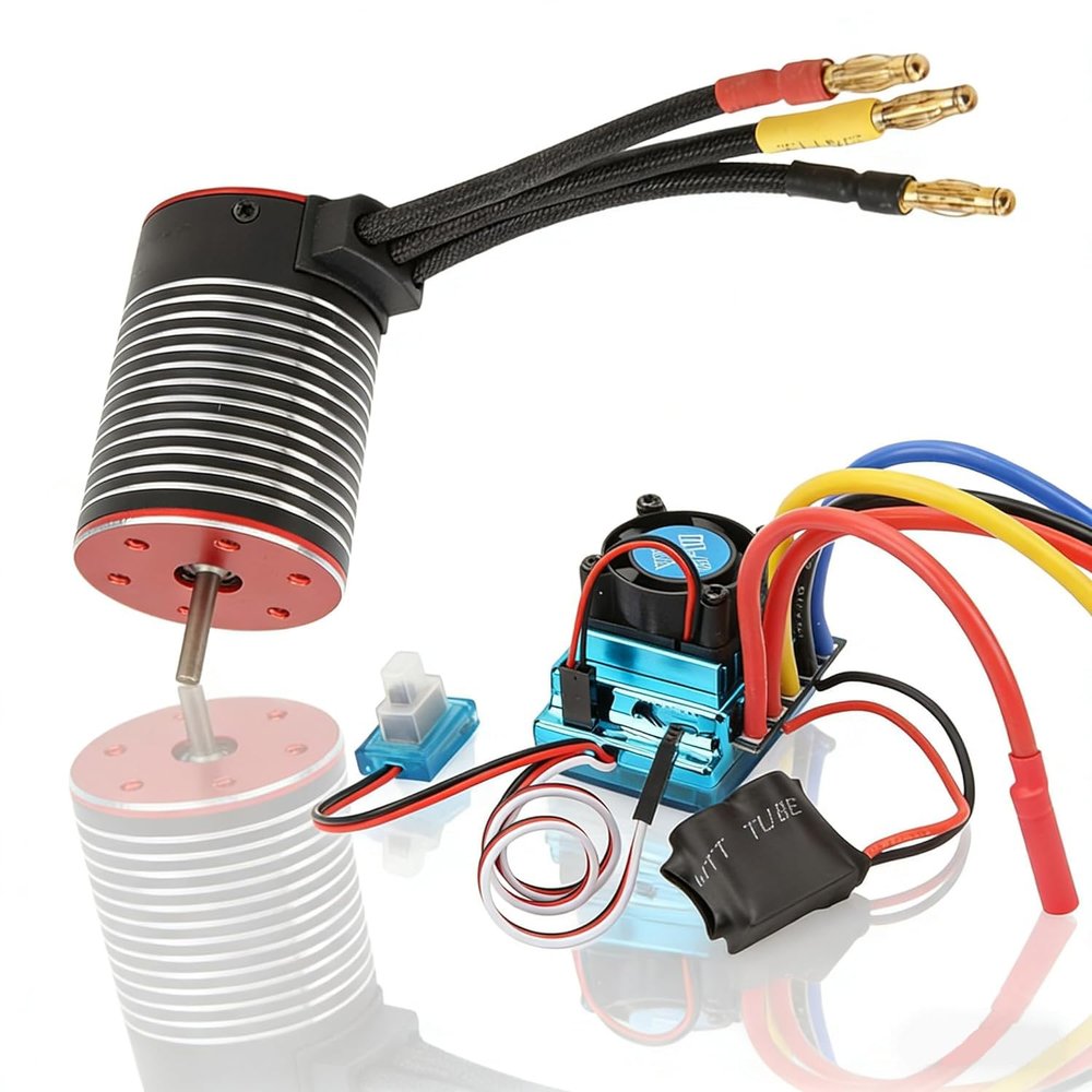 120A Brushless Motor ESC Set, Professional High Torsion 3650 Brushless Motor 120A ESC Combo Set for 1/10 Scale RC Cars, Compatible with HSP Redcat Axial SCX10 D90 HPI