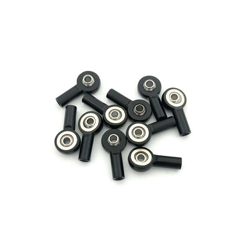 10PCS M2 Ball Joint Metal Universal Joint Ball Head Buckle Steering Pushrod Tie Rod End Mini Connecting Rods for RC Boats(Black)