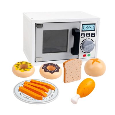 Totority 11pcs Boy Girl Cooking Microwave Oven Toy Set Interactive Play Kitchen Accessories for Boys and Girls Safe Material for Pretend Play and Parent-boy Girl Interaction