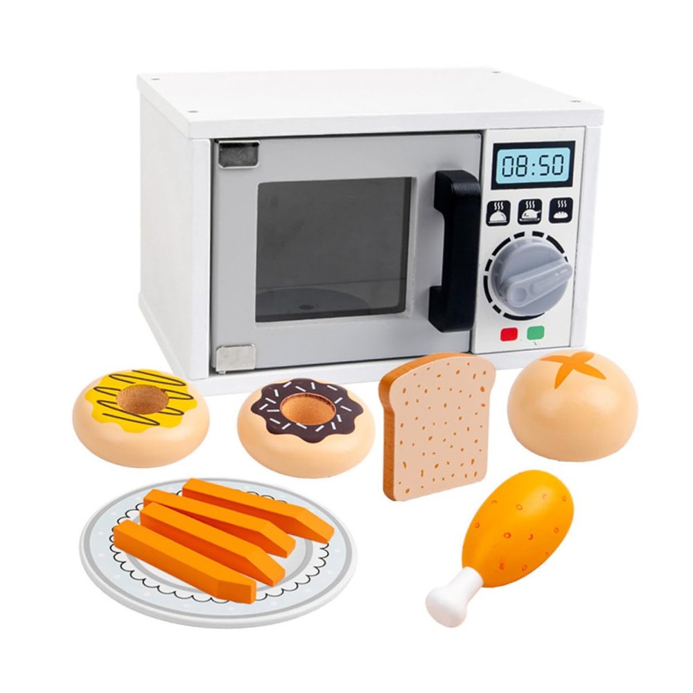 Totority 11pcs Boy Girl Cooking Microwave Oven Toy Set Interactive Play Kitchen Accessories for Boys and Girls Safe Material for Pretend Play and Parent-boy Girl Interaction