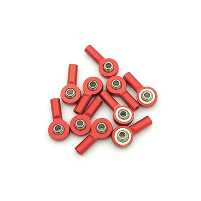 10PCS M2 Ball Joint Metal Universal Joint Ball Head Buckle Steering Pushrod Tie Rod End Mini Connecting Rods for RC Boats(Red)