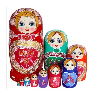 PXIWDAN Nesting Doll Russian Nesting Dolls Set of 10 Pcs Matryoshka Doll in Belarussian Slavic Clothing Hospitality Stacking Doll